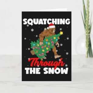 Carte Bigfoot déambulant dans la neige Sasquatch Noël