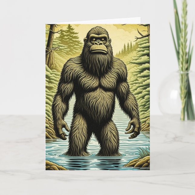 Carte Bigfoot debout dans le caricature aquatique Annive (Devant)