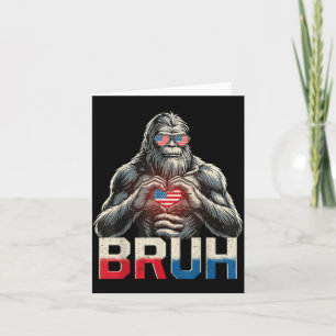Carte Bigfoot drôle Frère Cœur Drapeau américain Patriot
