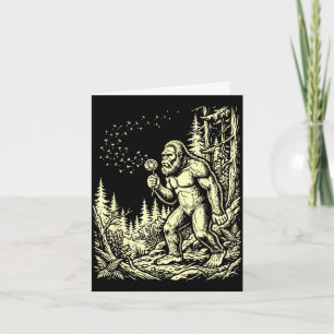 Carte Bigfoot drôle soufflant un pissenlit sasquatch vin