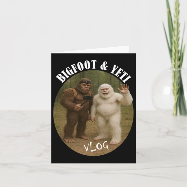 Carte Bigfoot Et Ami Vlog Drôle Camping Randonnée Selfi (Devant)