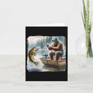 Carte Bigfoot Fishing Funny Sasquatch Été B Pêcheur