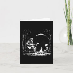 Carte Bigfoot Guitar Tee Campfire Alien Ufo Camping Sasq
