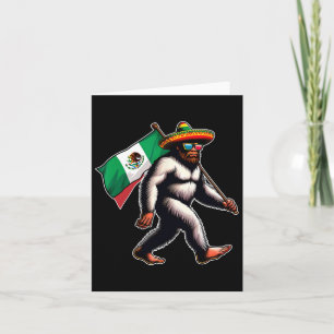 Carte Bigfoot Holding Mexique Drapeau Drôle Cinco De May