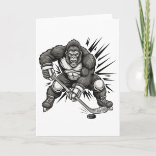 Carte Bigfoot Joueur de hockey drôle Sasquatch sur glace