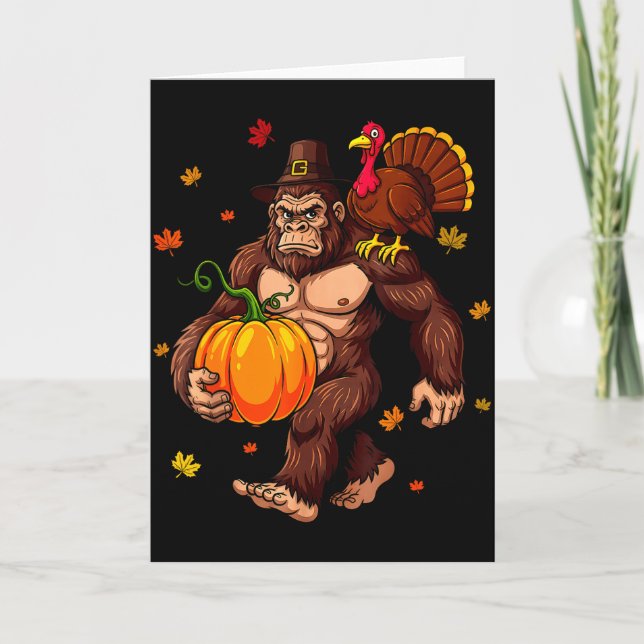 Carte Bigfoot Lgrim Turkey Pumpkin Thanksgiving Day Boys (Devant)