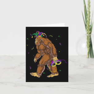 Carte Bigfoot Mardi Gras Carnaval Sasquatch Drôle Hommes
