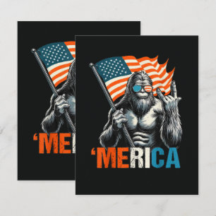 Carte Bigfoot Merica Rock Drapeau Américain