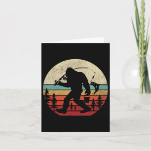 Carte Bigfoot Pêche drôle Rétro Sasquatch Papa Hommes En