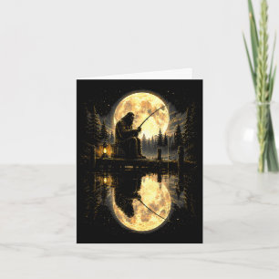 Carte Bigfoot pêche pleine lune lac réflexion extérieur