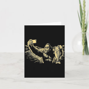 Carte Bigfoot pêche selfie drôle sasquatch bass 