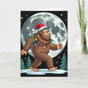 Carte Bigfoot Père Noël Christmas Tree Lights