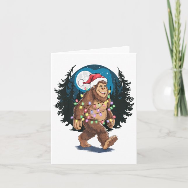 Carte Bigfoot Père Noël Feux d'arbre de Noël Funky Noël  (Devant)