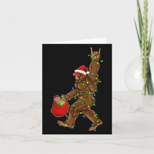 Carte Bigfoot Père Noël Lumières de Noël Rock Drôle Sasq