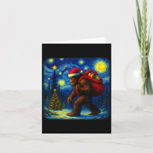 Carte Bigfoot Père Noël Noël Nuit Étoilée Sasquatch Van