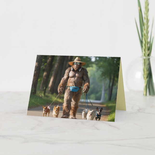 Carte Bigfoot promène le chien (Devant)
