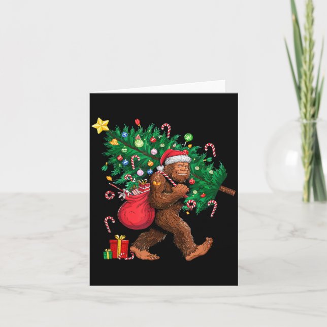 Carte Bigfoot Santa Most Wonderful Christmas Tree Lights (Devant)
