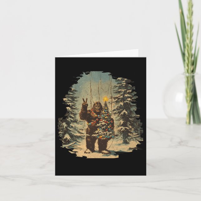 Carte Bigfoot sapin de Noël éclaire Tarot Xmas Sasquatat (Devant)