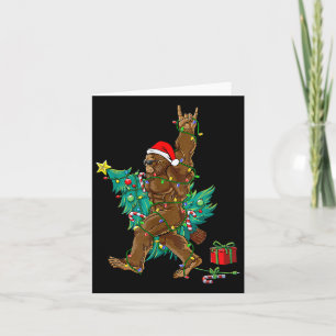 Carte Bigfoot sapin lumière Rock Noël Hommes Sasqua