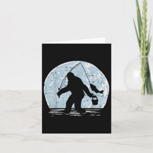 Carte Bigfoot Sasquatch Pêche Lune Drôle Pêcheur Ang