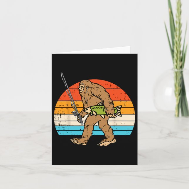 Carte Bigfoot Sasquatch Pêche Retro Pêcheur Hommes Femme (Devant)