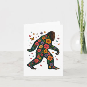 Carte Bigfoot Sasquatch Rétro Fleurs Colorées Gi Floral