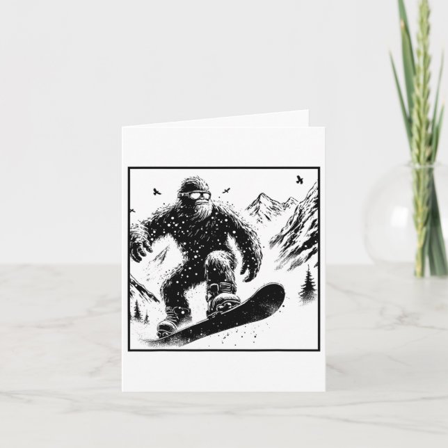 Carte Bigfoot Snowboardeur - Funny Sasquatch Snowboard (Devant)