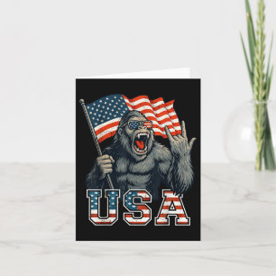 Carte Bigfoot Usa Sasquatch 4 juillet Drapeau Américain