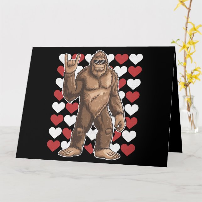 Carte Bigfoot Valentines Jour Coeurs Drôle Sasquatch Amo (Fleur jaune)