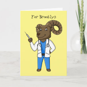 Carte Bighorn sheep doctor cartoon illustration