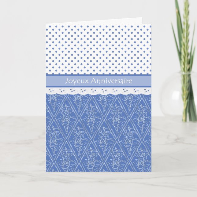 Carte Bigorneau français, dentelle de Faux, anniversaire (Devant)