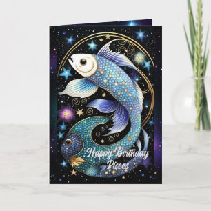 Carte Bijou personnalisé Galaxie Poissons Zodiac