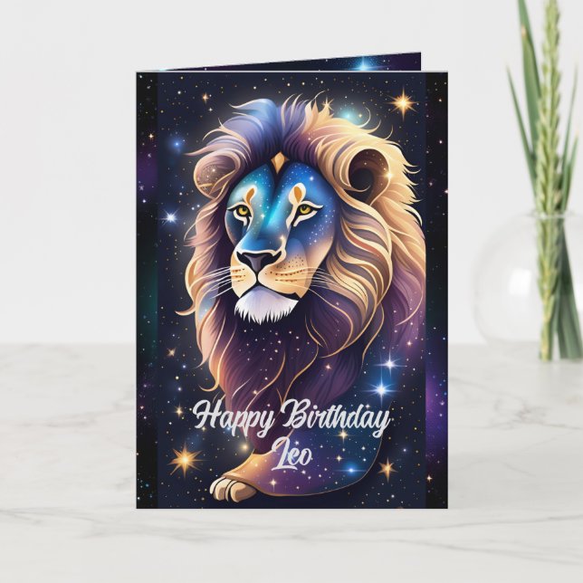 Carte Bijou personnalisé Galaxie Zodiac Leo (Devant)