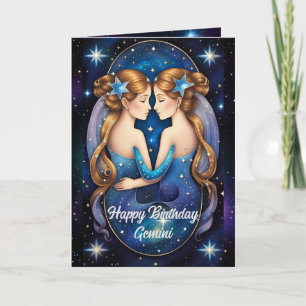 Carte Bijou Personnalisé Galaxie Zodiaque Gémeaux
