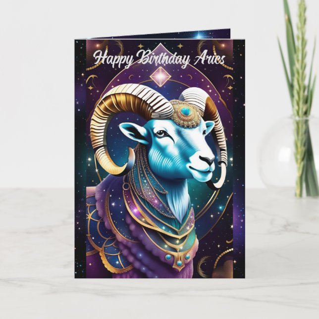 Carte Bijoux personnalisés Galaxie Zodiac Aries (Devant)