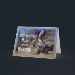 Carte Bike Birthday<br><div class="desc">A guy rides presque a mountain bike downhill. A great Birthday card in blue,  brown and white colors for a Step Brother who likes sports and nature.</div>