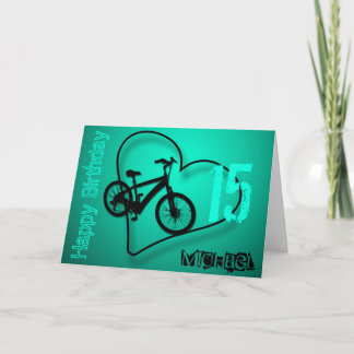 Carte Bike Heart 15e anniversaire Salutation personnalis