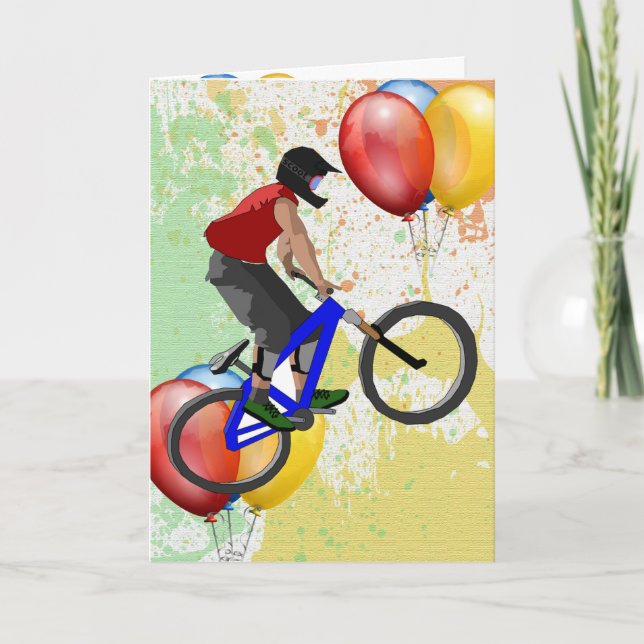 Carte Bike Sport Joyeux Anniversaire Famille Amis Destin (Devant)