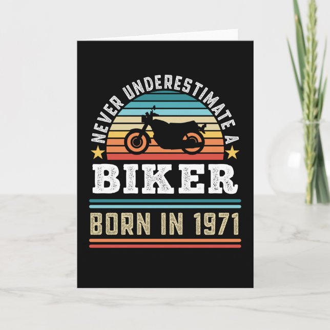 Carte Biker né 1971 50e anniversaire Motorbike Cadeau Pa (Devant)