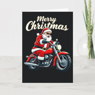 Carte Biker Père Noël Cool moto Joyeux Noël Noir