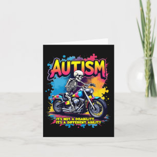 Carte Biker Skeleton équitation Moto Puzzle Autism Awa