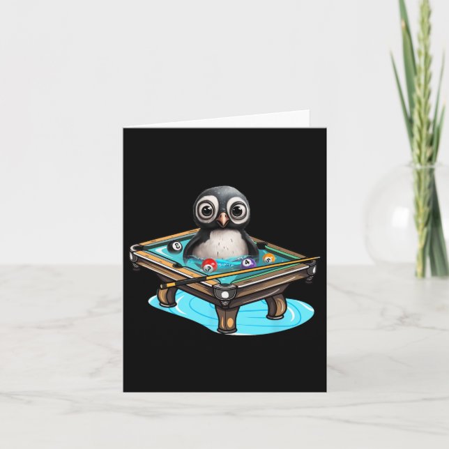 Carte Billard Penguin Hustler Pool Snooker Jouer Poo (Devant)