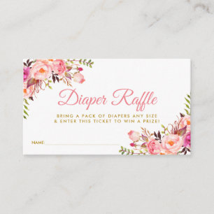Carte Billet de Baby shower de couches en or rose