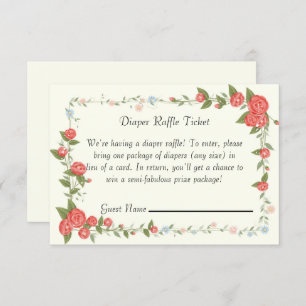 Carte Billet de rabat au baby shower floral rose
