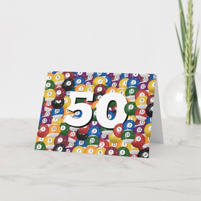 Carte Billiard Balls Pour 50e Anniversaire (Devant)