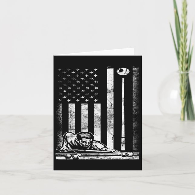Carte Billiards Pool American US Drapeau Juillet 4 (Devant)