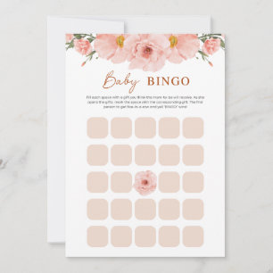 Carte BINGO Baby shower Floral Pêche