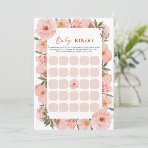 Carte BINGO de Baby Shower Fleur de Pêche Exquise