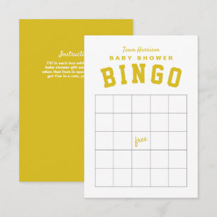 Carte BINGO du baby shower à thème Jaune
