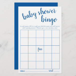 Carte Bingo simple Jeu de Baby shower bleu class